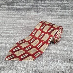 Robert Talbott Vintage Men's Necktie Burgundy‎ Tan Geometric Made in USA